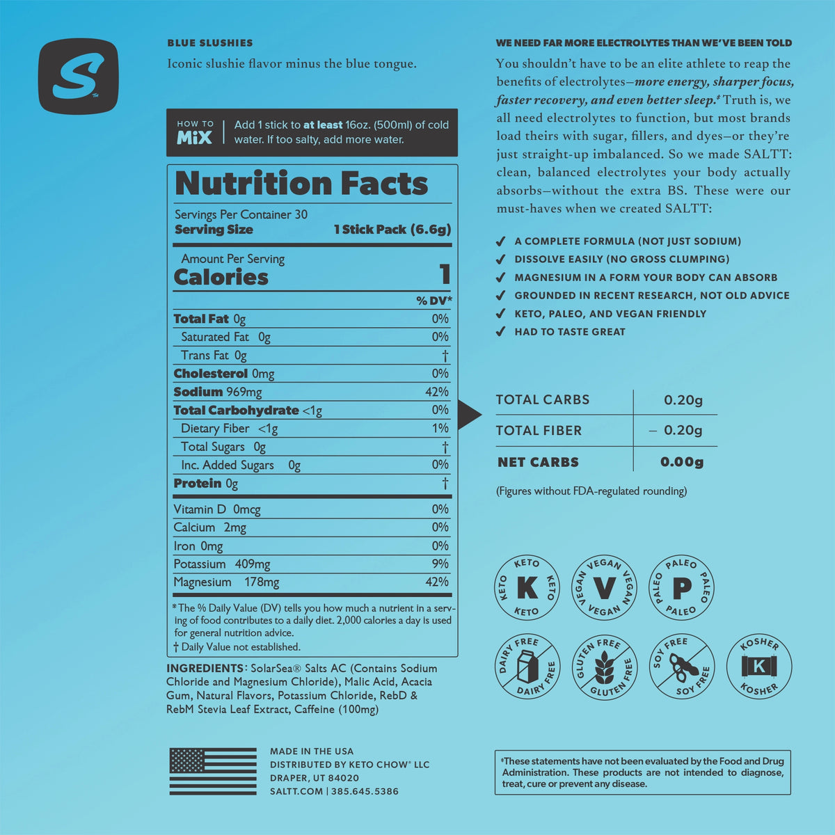 SALTT Blue Slushies nutrition facts