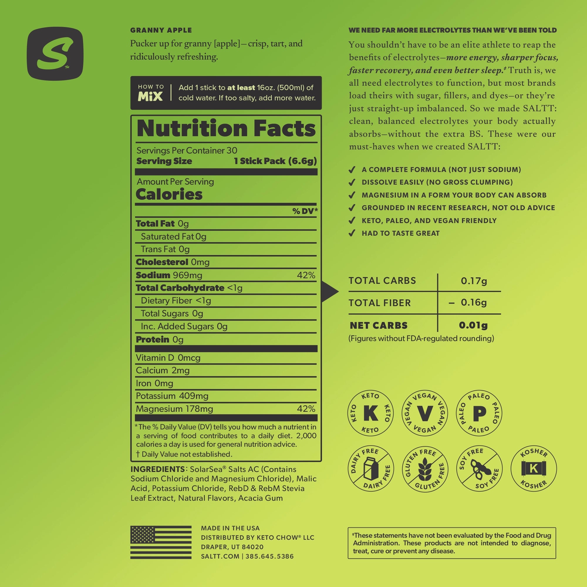 SALLT Granny Apple nutrition facts