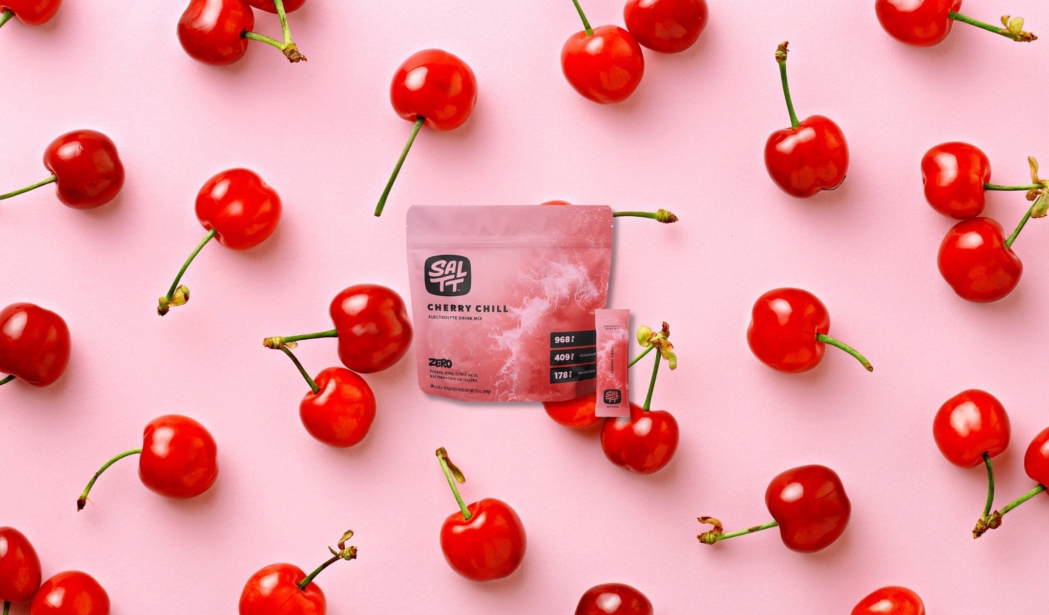 cherry chill on a background of cherries