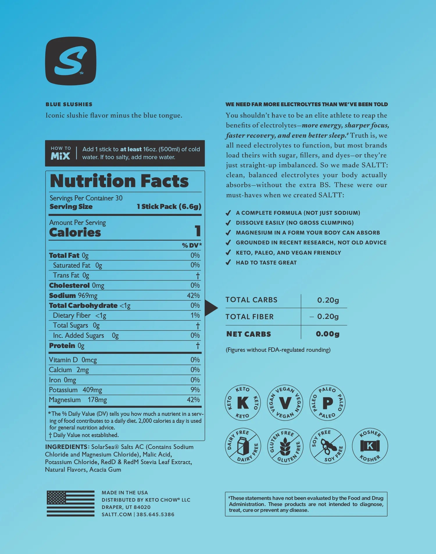 SALTT Blue Slushies nutrition facts