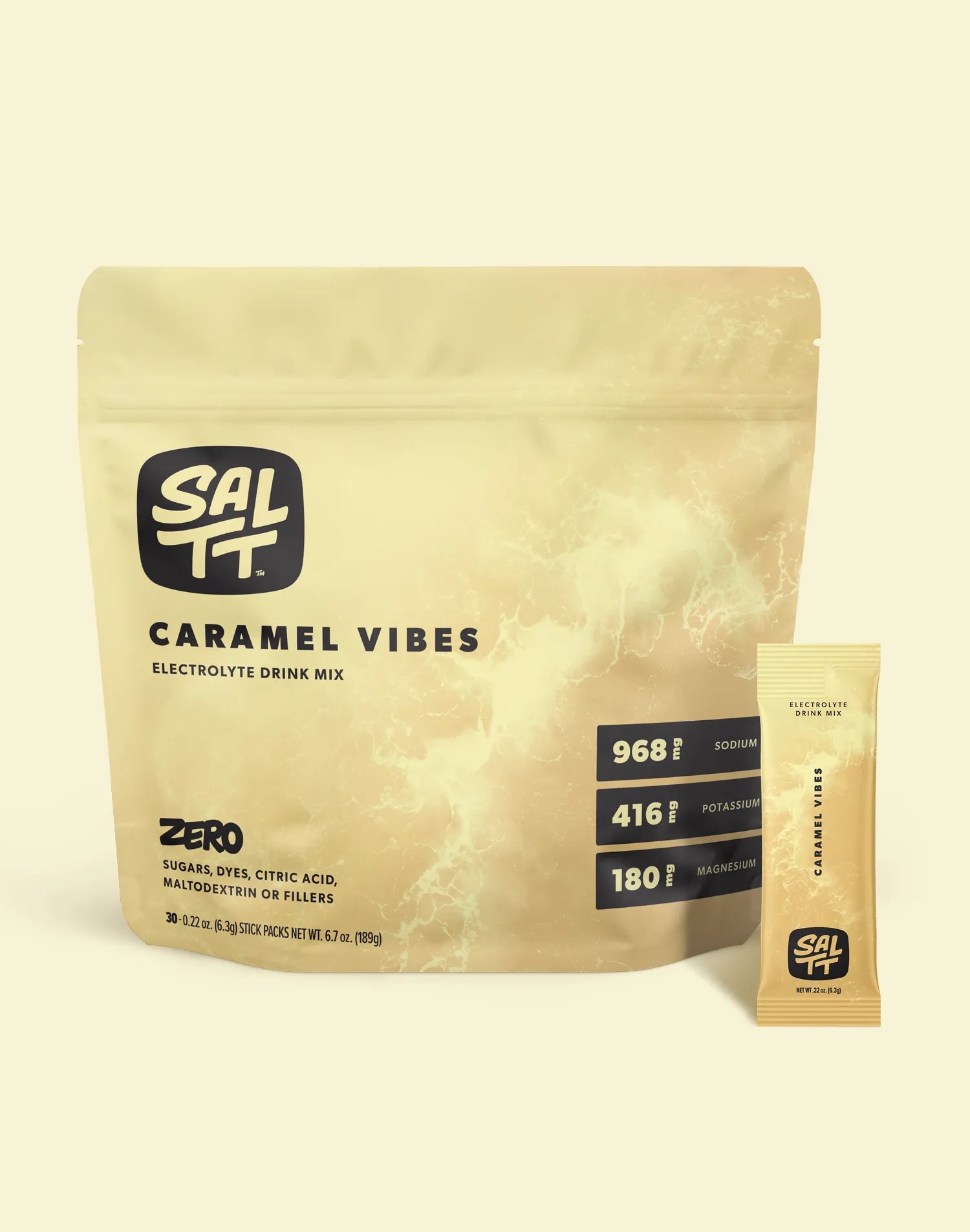 Package Front of 30 Stick Bag of Caramel Vibes