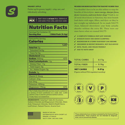 SALLT Granny Apple nutrition facts