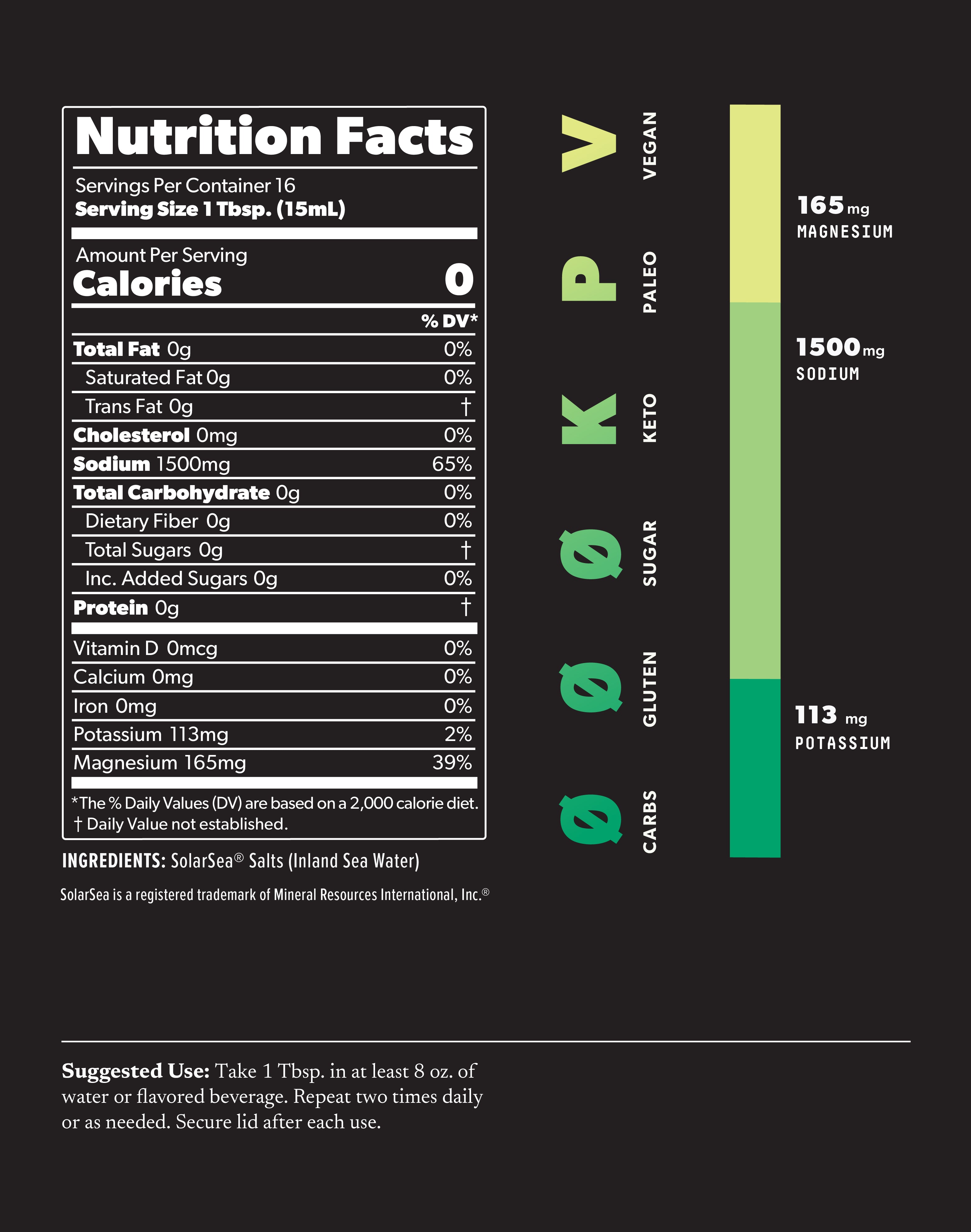 Low-K 8oz bottle nutrition facts