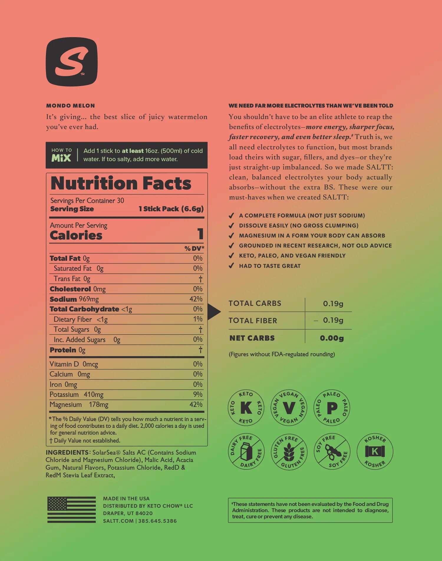 Mondo Melon Nutrition info