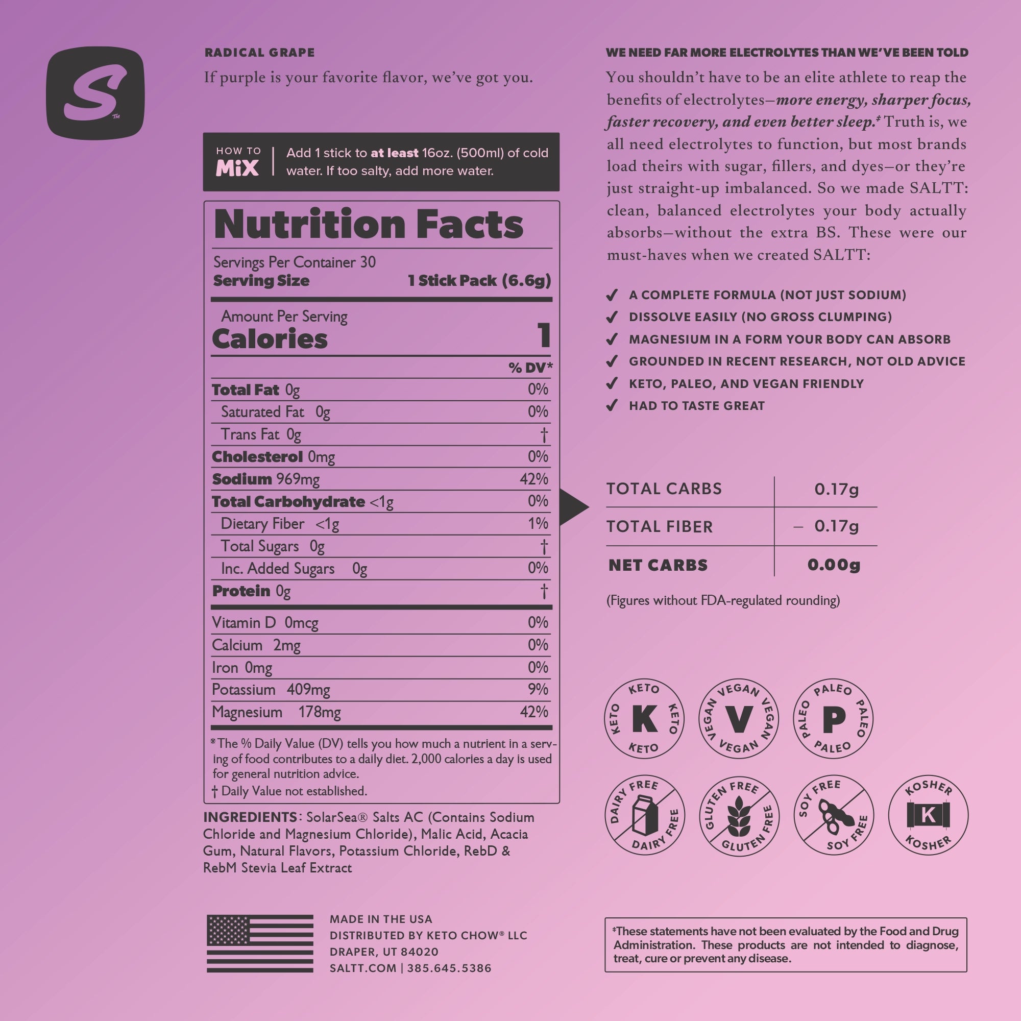 SALLT Radical Grape nutrition facts