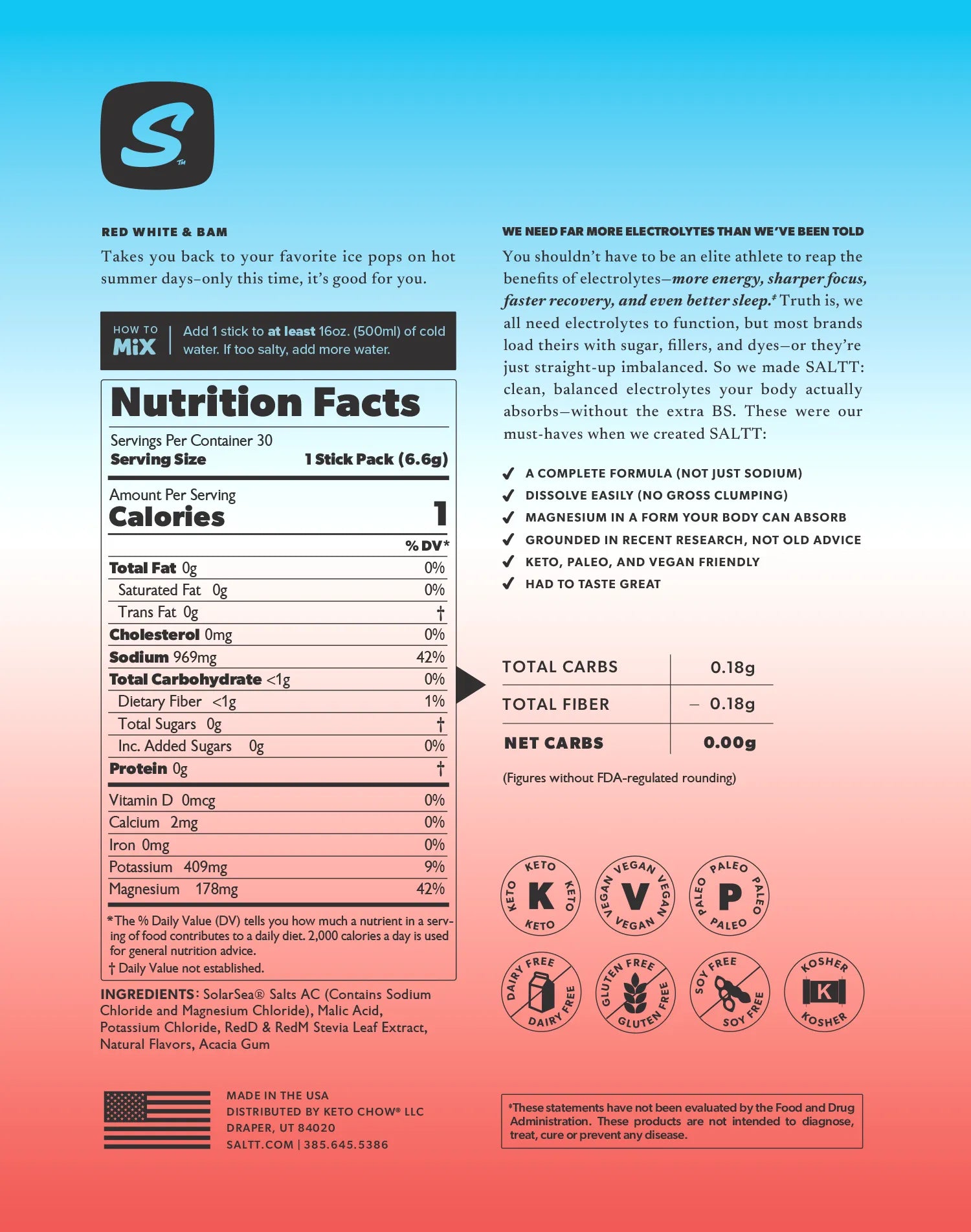 SALTT Red White & Bam nutrition facts