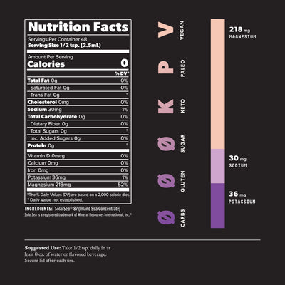 SALTT Relax formula 4oz Bottle nutrition information