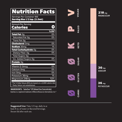 SALTT Relax formula 8oz bottle nutrition facts